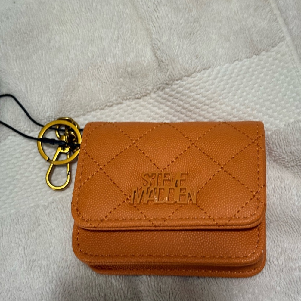 Wren Orange Quilted Key & Card Holder